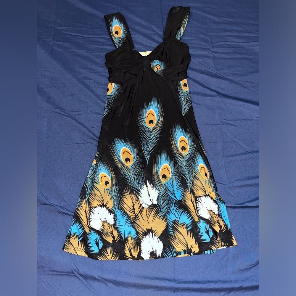 Vintage 90s Peacock Dress Cyn by Cynthia Merha